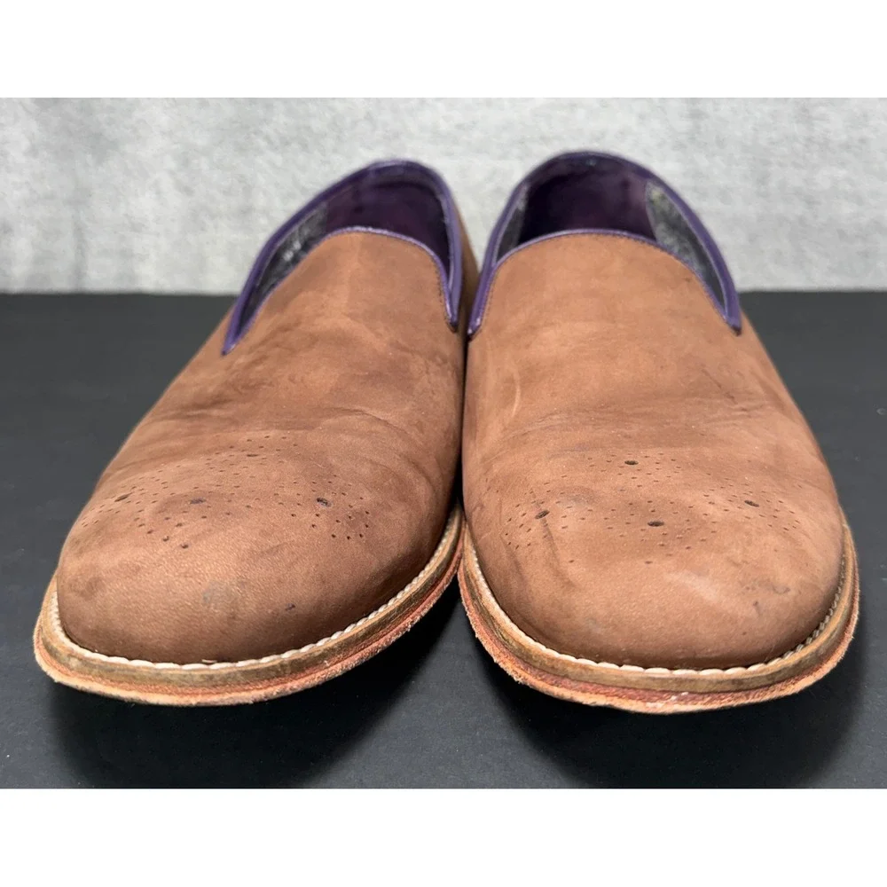Robert Graham MOMA Loafers Mens Size 11.5 D Brown Purple Leather Paisley IN1002